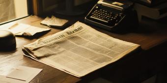 A single newspaper on a desk